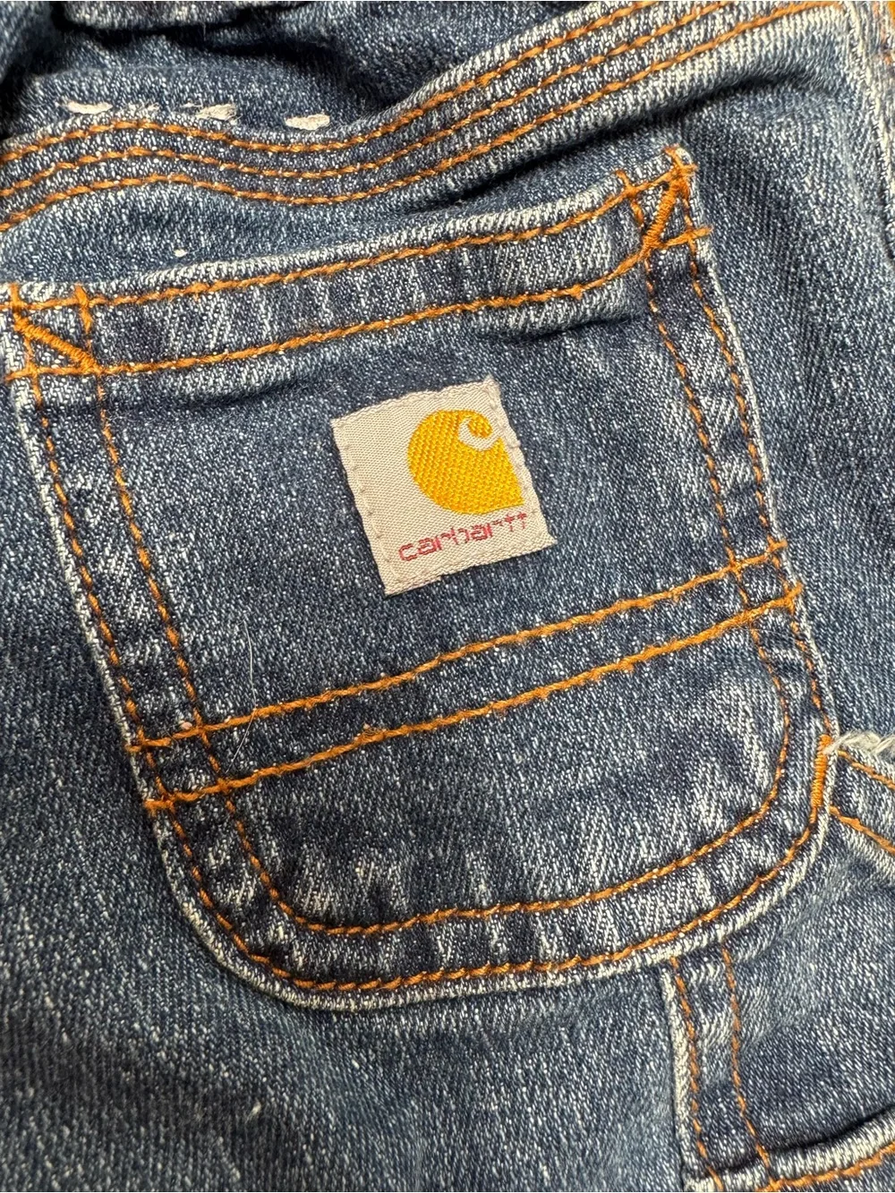 Carhartt Brown Short-Sleeve Onesie with Denim Carpenter Jeans